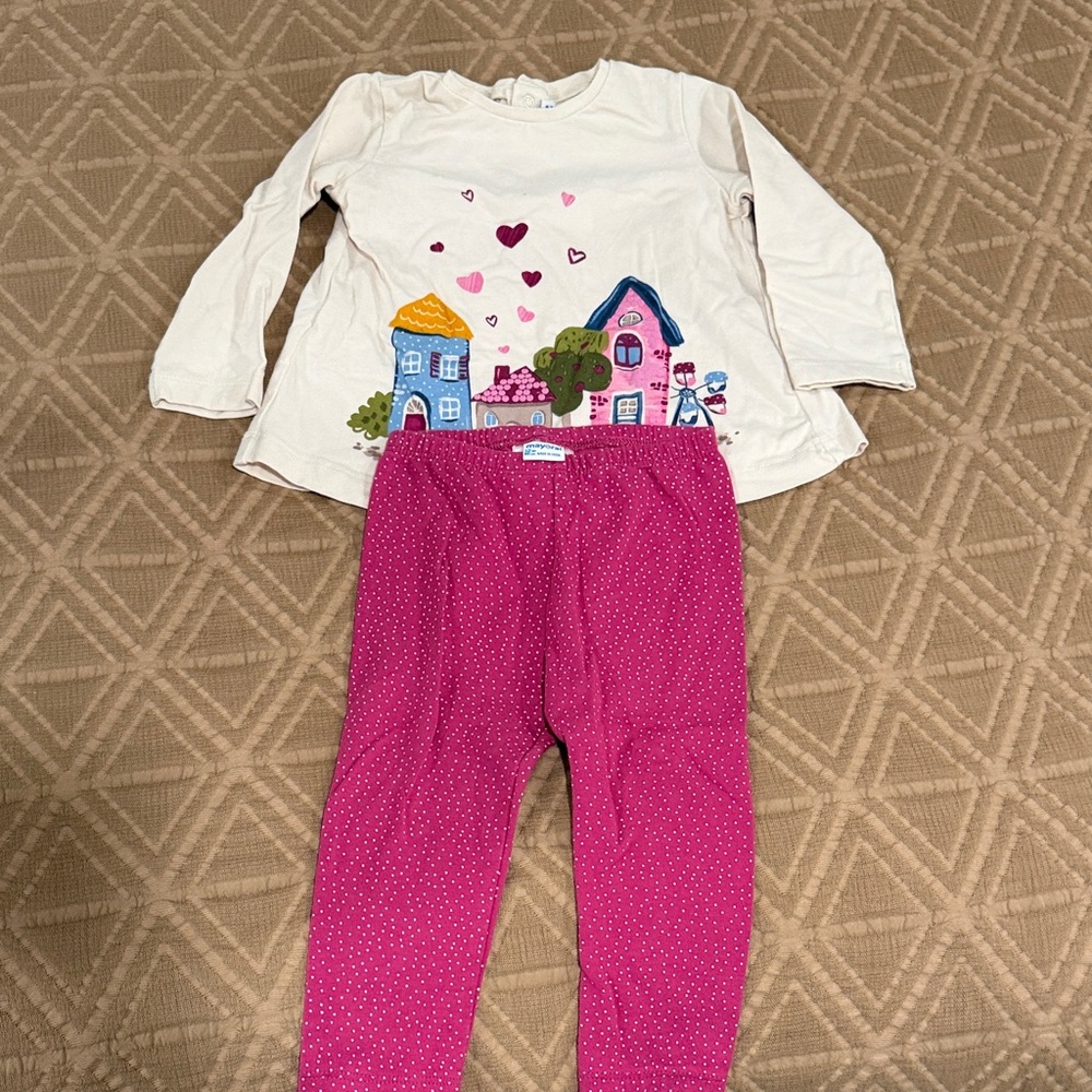 Mayoral Cream and Pink Kids Matching Set